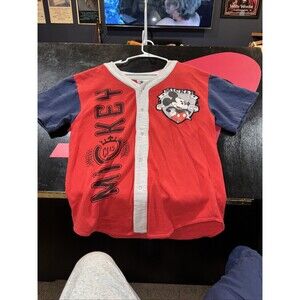 Vintage Mickey and Co Jersey Shirt Adult Large Snap Heavy Cotton Mouse Disney